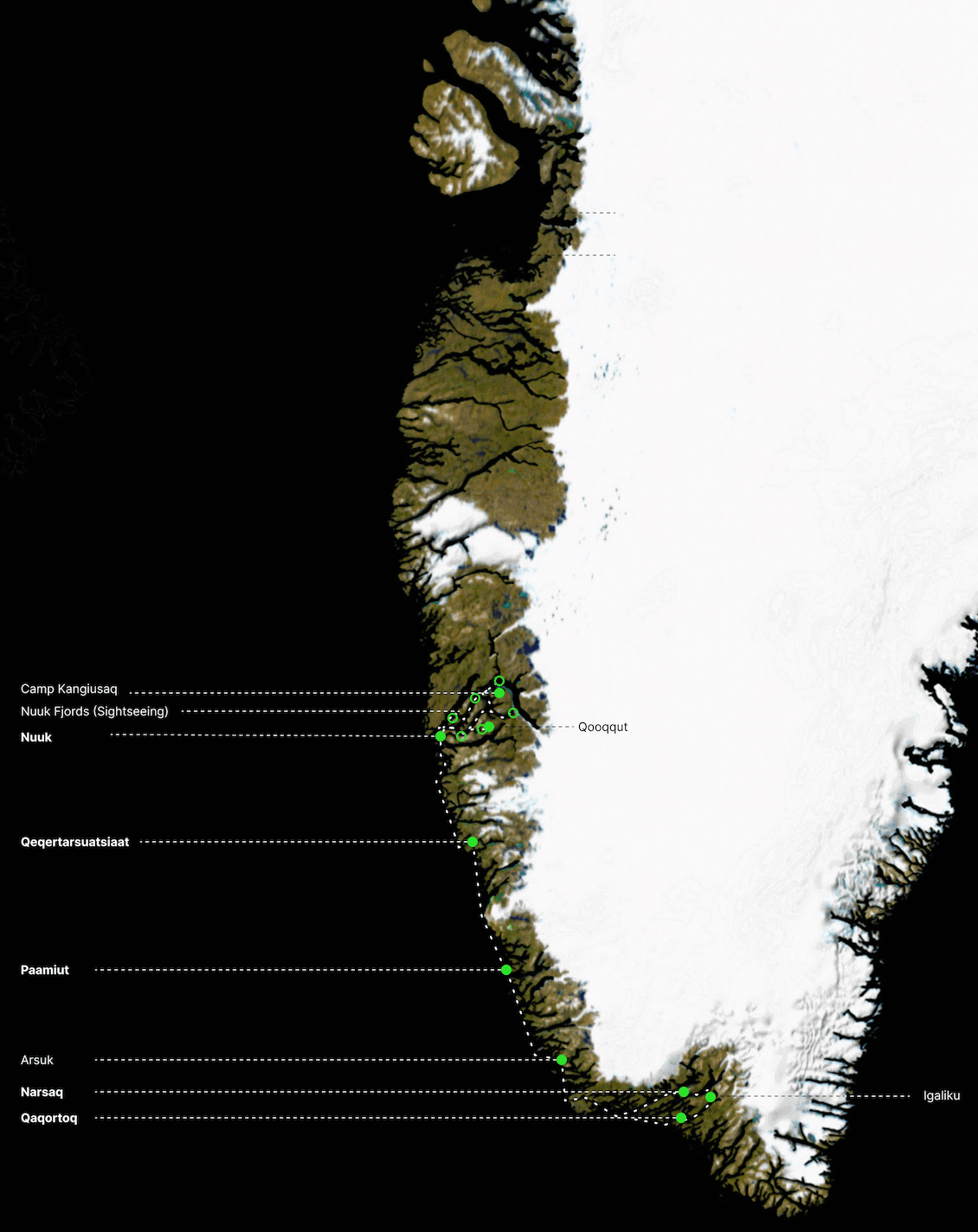 Die Südgrönlandreise map